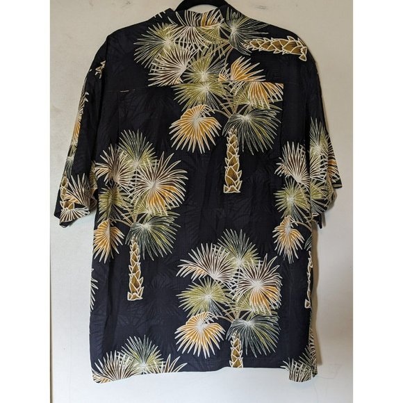 Tommy Bahama Shirt Mens Large Black Short Sleeve Hawaiian Silk Palm Trees - Picture 3 of 3